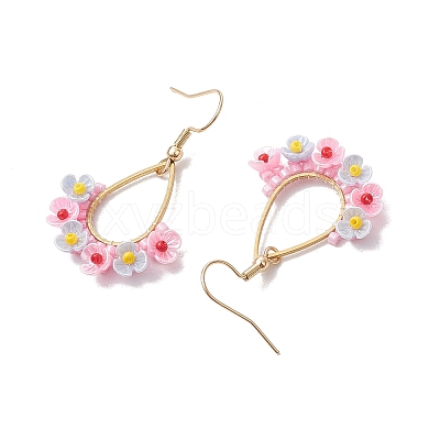 2Pairs Resin & Glass Seed Beads Teardrop Dangle Earrings EJEW-MZ00401-1