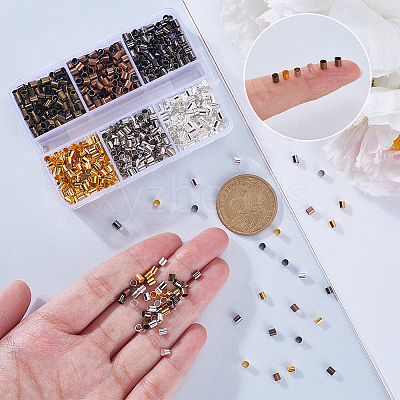 1200pcs 6 Colors Brass Crimp Beads KK-SP0002-29-1