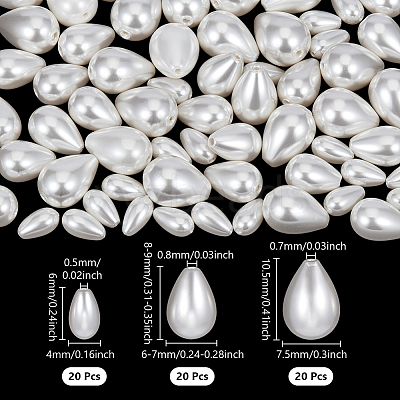 60Pcs 3 Styles Polished Shell Pearl Beads Strands BSHE-NB0001-38-1