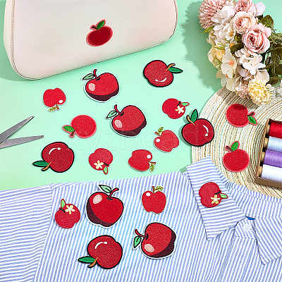 20Pcs 5 Styles Apple Polyester Embroider Thread Iron on/Sew On Patches PATC-PH0001-58-1