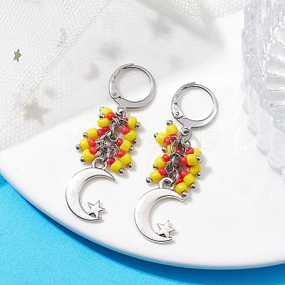Tibetan Style Alloy Dangle Leverback Earrings EJEW-MZ00119-02-1