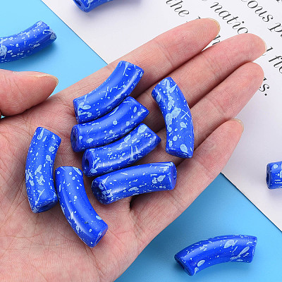 Opaque Spray Painted Acrylic Beads MACR-S372-001F-B02-1