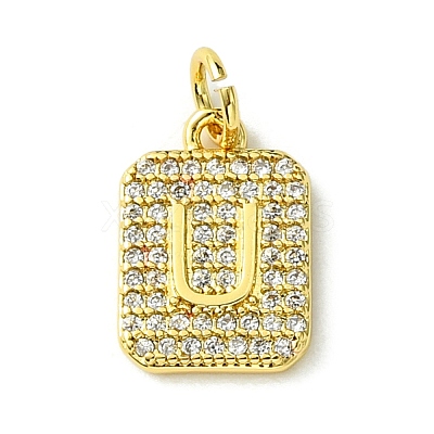 Rack Plating Brass Micro Pave Clear Cubic Zirconia Charms KK-G501-01U-G-1
