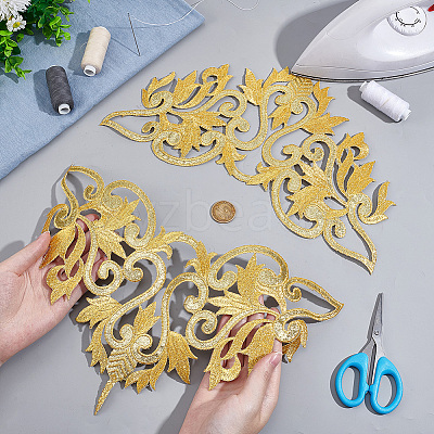 Ethnic Style Polyester Metallic Thread Embroidery Iron on Applique Patch PATC-WH0005-67A-1