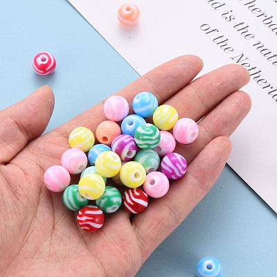 Opaque Striped Acrylic Beads MACR-S373-27A-1