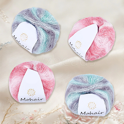 4 Skeins 2 Colors Segment Dyed Mohair Yarn OCOR-CY0002-51A-1