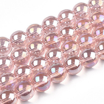 Electroplate Transparent Glass Beads Strands GLAA-T032-T10mm-AB10-1