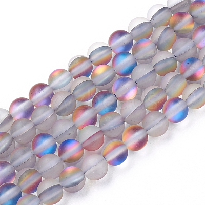 Synthetic Moonstone Beads Strands G-R375-6mm-A14-1