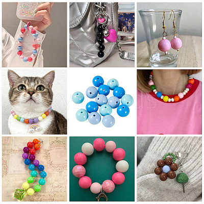15Pcs 3 Colors Opaque Acrylic Beads MACR-TADJ0001-11-1