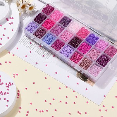 Purple Series 600G 24 Colors Glass Seed Beads SEED-JP0008-06-3mm-1