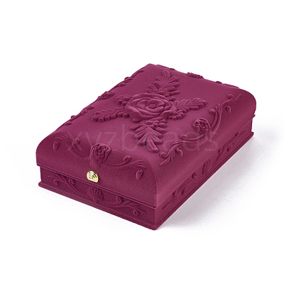 Rose Flower Pattern Velvet Jewelry Set Boxes VBOX-O003-02-1