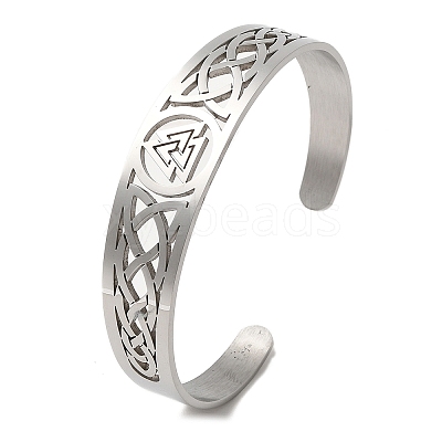Non-Tarnish 304 Stainless Steel Hollow Cuff Bangles LS-BJEW-Z022-03P-1