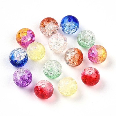 Baking Paint Transparent Crackle Glass Beads X1-DGLA-Q018-8mm-M01-1