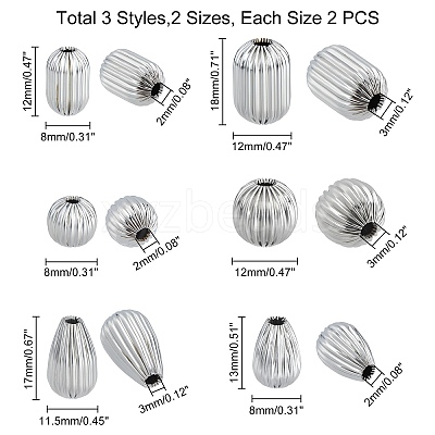 304 Stainless Steel Corrugated Beads STAS-UN0018-54P-1