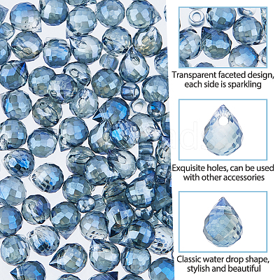 Full Rainbow Plated Electroplate Transparent Glass Beads Strands EGLA-FI0001-02-1