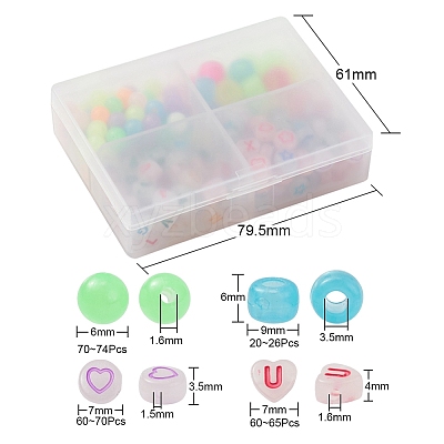 4 Style Luminous Acrylic & Plastic Beads LACR-YW0001-03-1