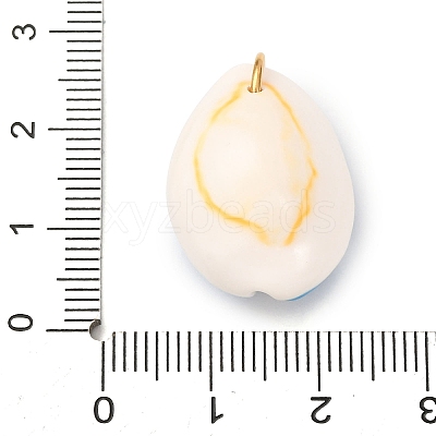 Printed Natural Cowrie Shell Pendants STAS-Z168-03G-02-1