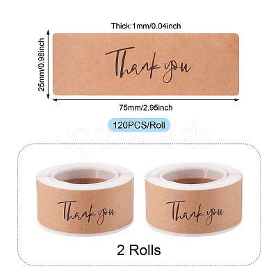 2 Rolls Rectangle Thank You Theme Paper Stickers DIY-TA0013-47B-1