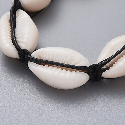 Natural Cowrie Shell Braided Beads Bracelets BJEW-JB05057-01-1