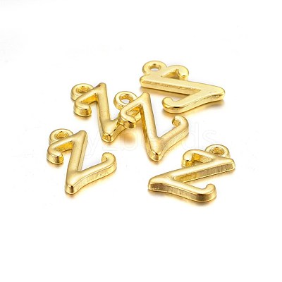 Golden Plated Alloy Letter Pendants PALLOY-J718-01G-Z-1