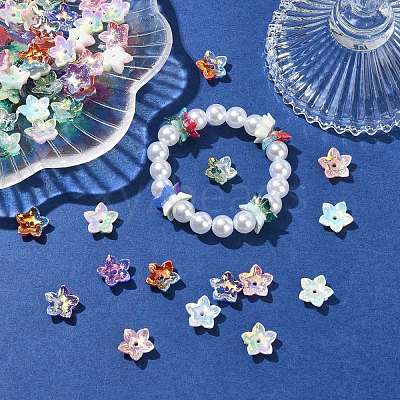 100Pcs 6 Colors Electroplate Two Tone Transparent Resin Beads RESI-CJ0005-28-1
