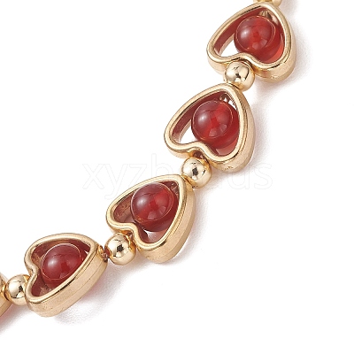 3Pcs Natural Black Onyx & Carnelian & Lapis Lazuli Beads Link Chains Bracelets for Women BJEW-JB13440-1