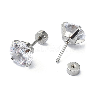304 Stainless Steel Crystal Rhinestone Ear False Plugs STAS-C089-04E-P-1