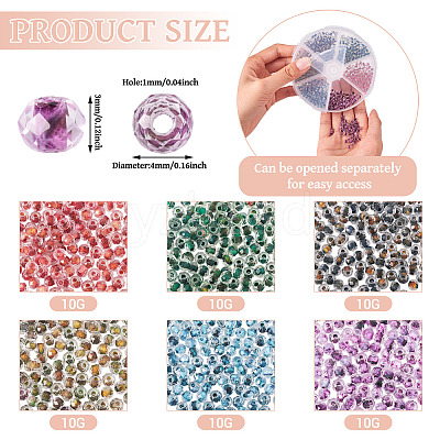 60G 6 Colors Transparent Glass Seed Beads GLAA-TA0003-32-1