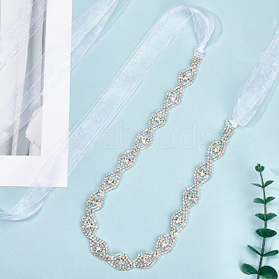 Metal Full Crystal Rhinestone Horse Eye Bridal Waist Belts for Wedding Dress AJEW-WH20080-65C-S-1