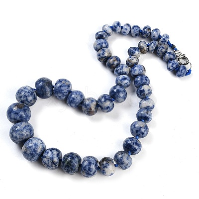 Natural Blue Spot Jasper Rondelle Graduated Beaded Necklaces for Women Men NJEW-K388-02N-1