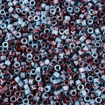 Opaque Picasso Cylinder Glass Beads SEED-Q039-06A-14-1