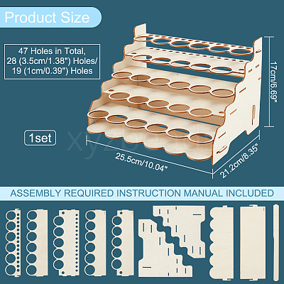 5-Layer Wooden Craft Paint & Brash Rack DIY-WH0401-05-1