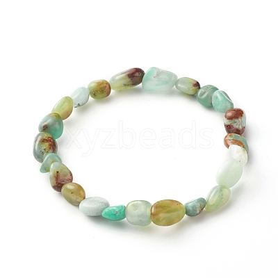 Natural Chrysoprase Nuggets Beads Bracelet for Men Women BJEW-JB06667-1