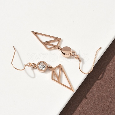 304 Stainless Steel Triangle Dangle Earrings EJEW-Z129-07RG-1