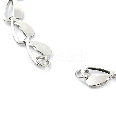 Brass Heart Link Chain Slider Bracelet Making AJEW-JB01603-02-1