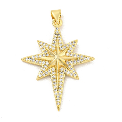 Rack Plating Brass Micro Pave Clear Cubic Zirconia Pendants X-KK-K341-72G-1
