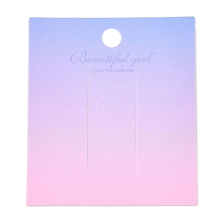 Gradient Color Rectangle Paper Hair Clip Display Cards with Hanging Hole CDIS-T004-19A-1