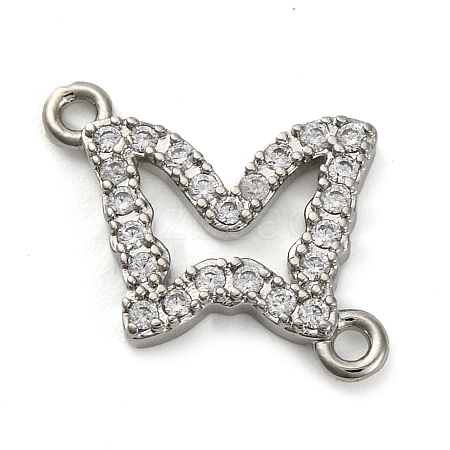 Brass Micro Pave Clear Cubic Zirconia Butterfly Links Connector Charms KK-A230-03C-P-1