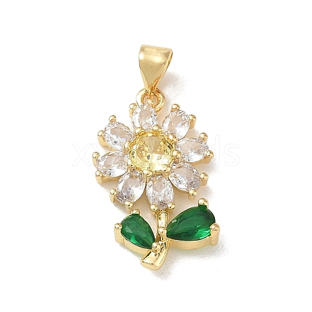 Brass Green Cubic Zirconia Pendants KK-A303-07B-G-1