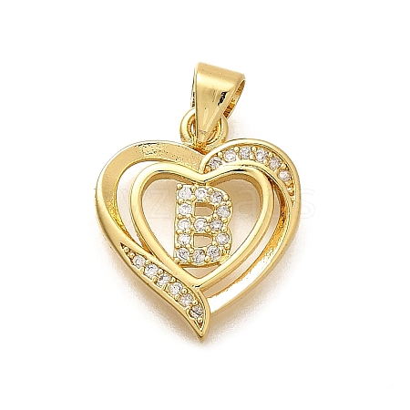 Rack Plating Brass Micro Pave Cubic Zirconia Pendants KK-L226-101G-B-1