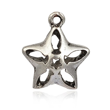 Hollow Tibetan Style Alloy Star Pendants PALLOY-J577-26AS-1