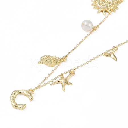Bohemian Summer Beach Style 18K Gold Plated Shell Shape Initial Pendant Necklaces IL8059-3-1
