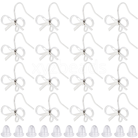 SOFPLATE 28Pcs Bowknot Shape Brass Earring Hook DIY-SP0001-06P-1