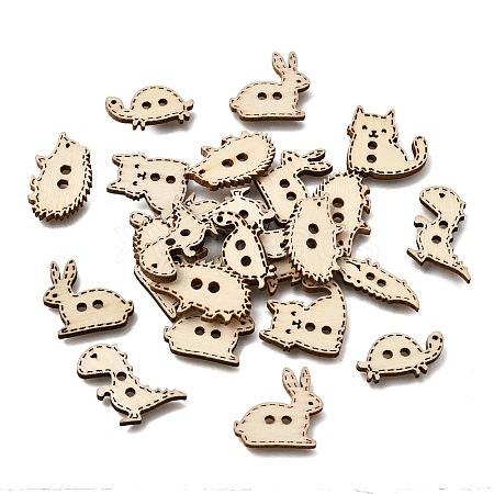 2-Hole Animal Theme Wood Buttons WD-CBA9CDE-02A-1