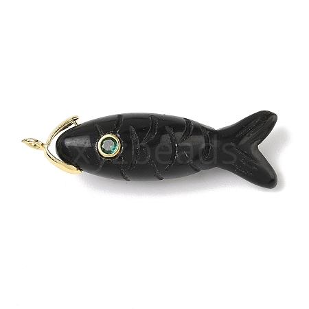Natural Obsidian Carved Pendants G-P599-07G-01-1