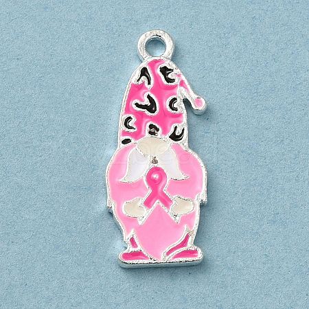 Breast Cancer Pink Awareness Ribbon Theme Alloy Enamel Pendants ENAM-A147-01E-1