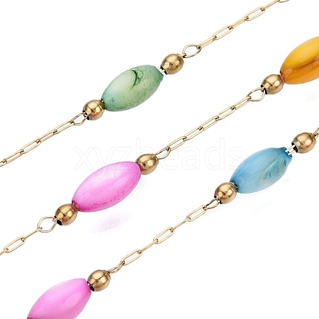 Handmade Oval Shell Beads Chains CHS-T006-17G-1