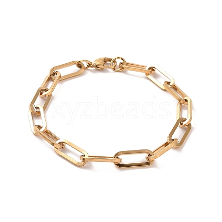 PVD Vacuum Plating 304 Stainless Steel Paperclip Chain Bracelet for Men Women BJEW-E031-04G-01-1