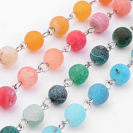 Handmade Natural Weathered Agate Beads Chains AJEW-JB00242-1