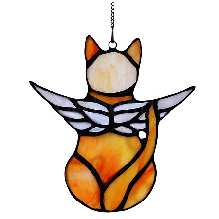 Angel Cat Stained Acrylic Window Planel STGL-PW0001-18B-1